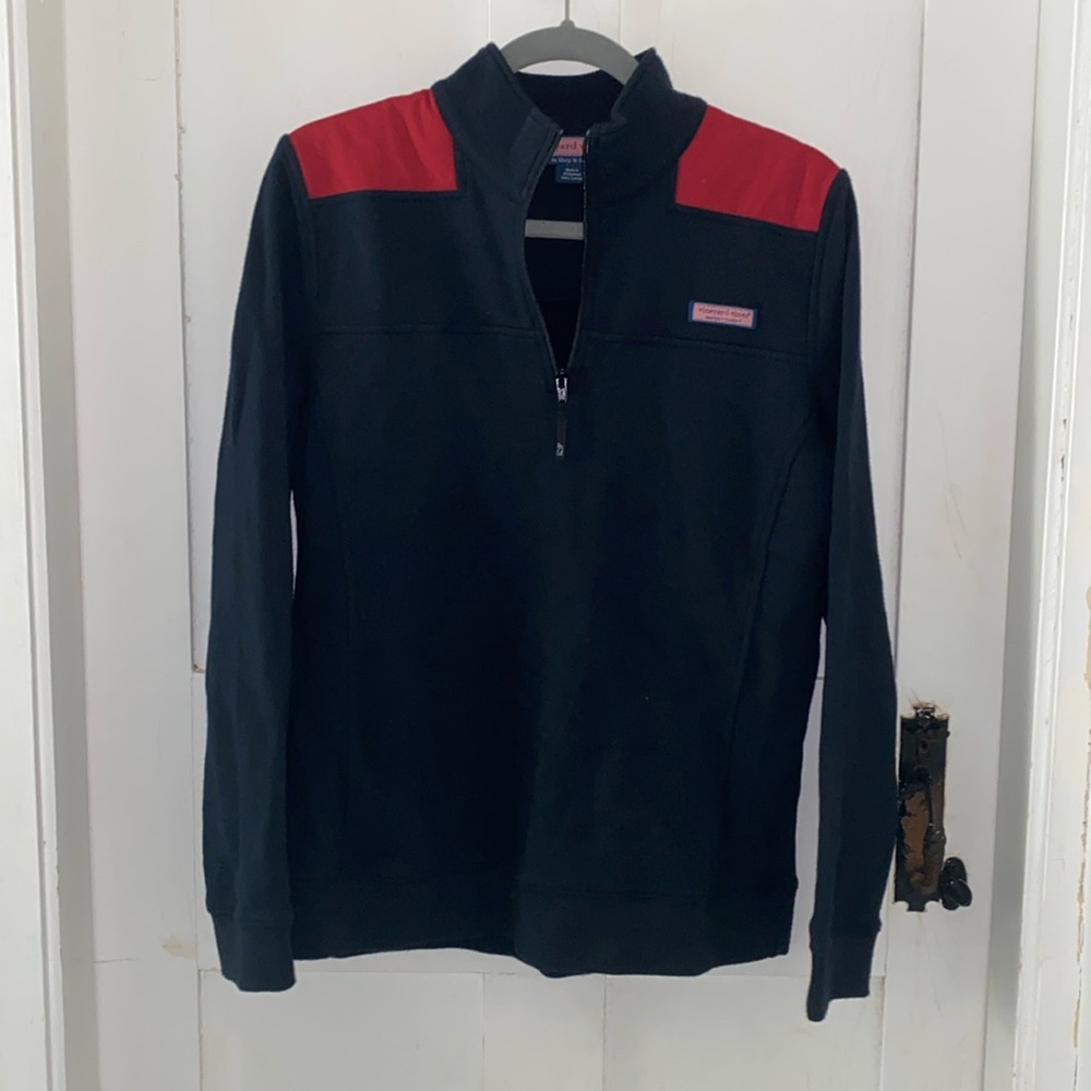 Women’s Vineyard Vines Quarter Zip, Black & Red, M